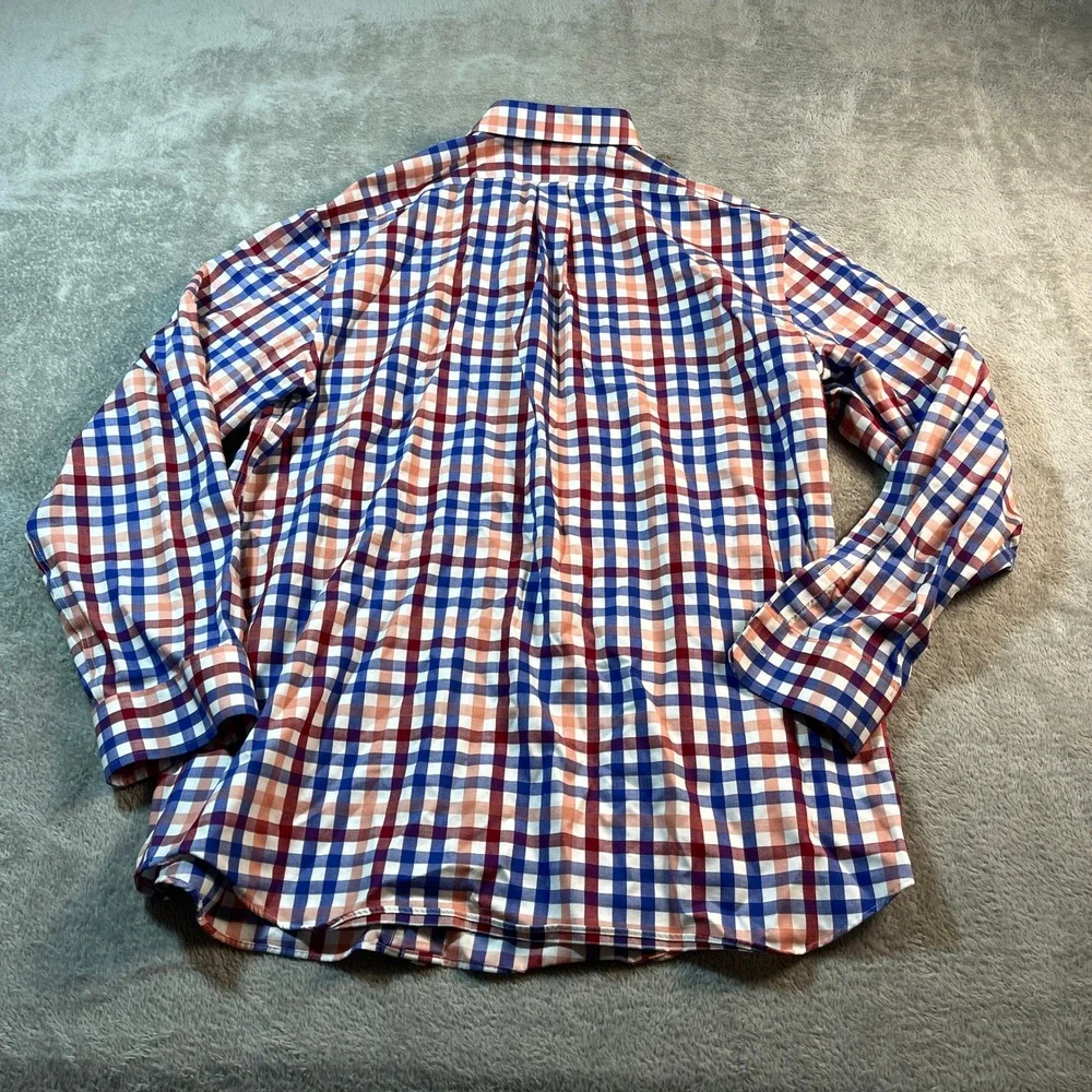 Banana Republic Classic‎ Fit Button Down Shirt Plaid Non Iron XL Men's Red Blue